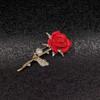 Red Rose Brooch - High-end Diamond-set Elegant Collarpin for Korean-style Anti-glare Pin Application