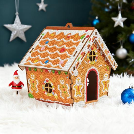 Julgransdekoration Pepparkakshus Trä DIY Pusselset Familjehelg Träd Prydnad Heminredning