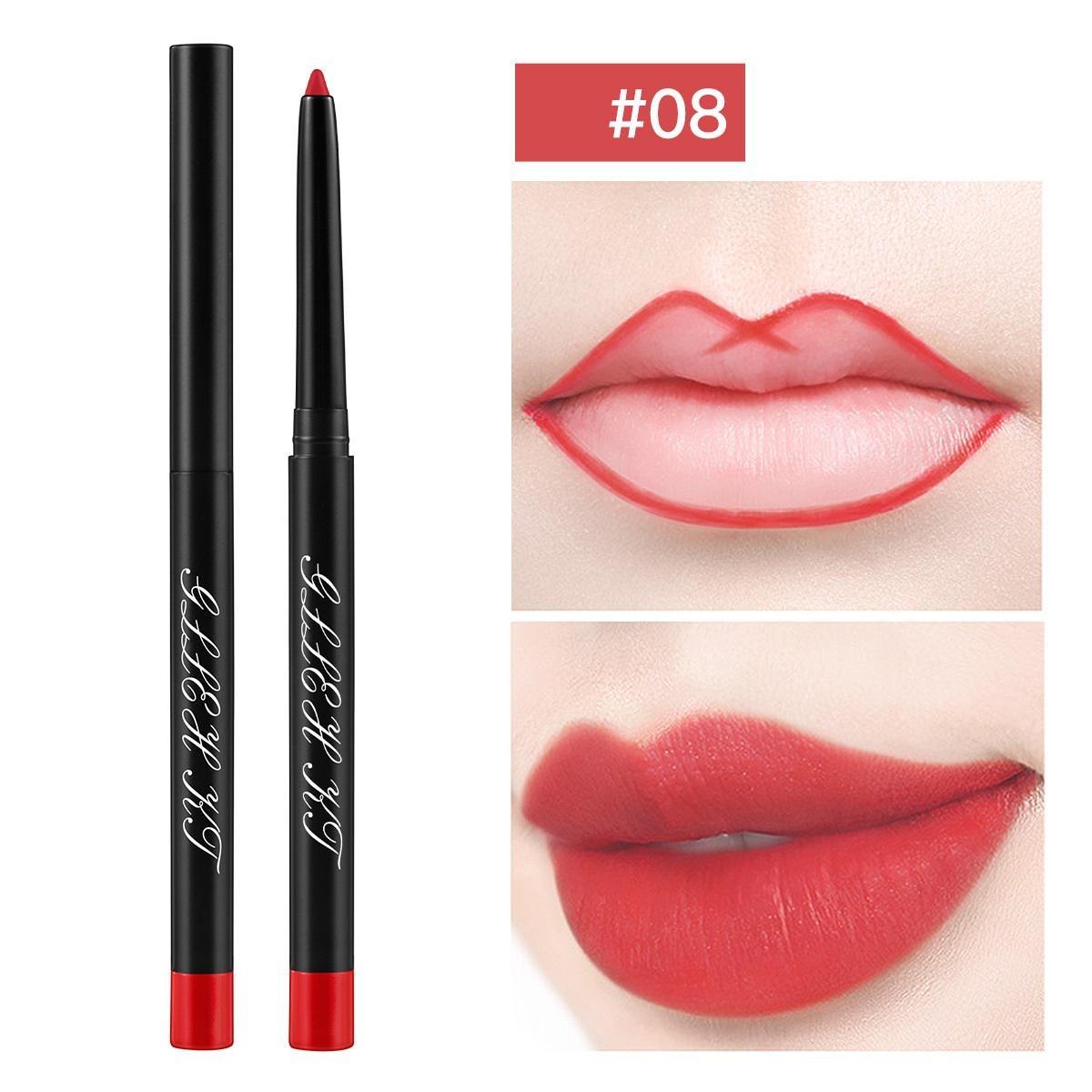 

Водостойкая матовая подводка для губ, красный контурный оттенок, губная помада, стойкая антипригарная чашка, увлажняющая косметика для губ 08