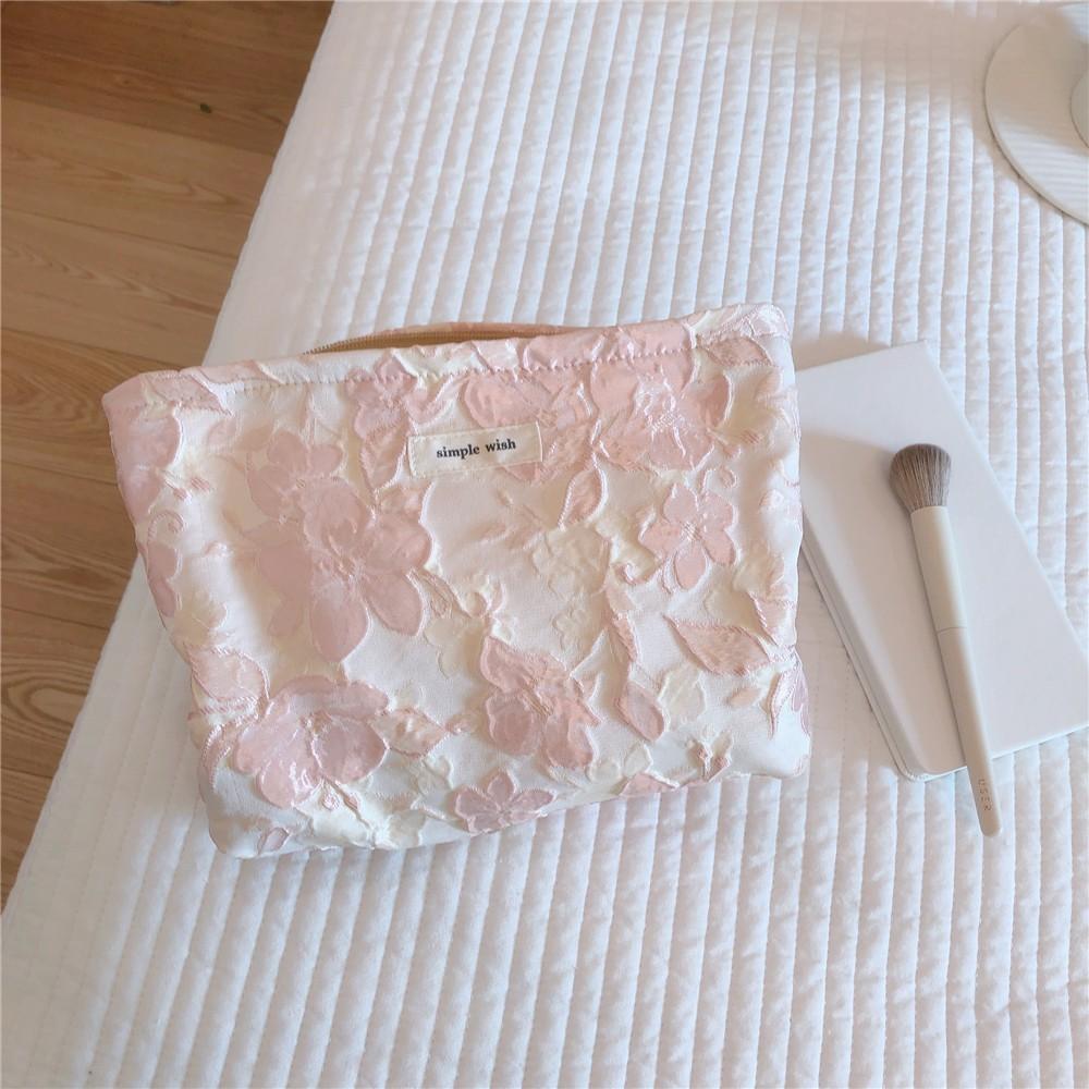 Women's Makeup Bag Fashion Floral Print Zipper Cosmetic Bag Travel Toiletry Pouch Makeup Portable Large Capacity Storage Bag