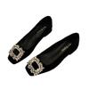 Premium autumn new black square head temperament low heel rhinestone high heels versatile commuter women's shoes