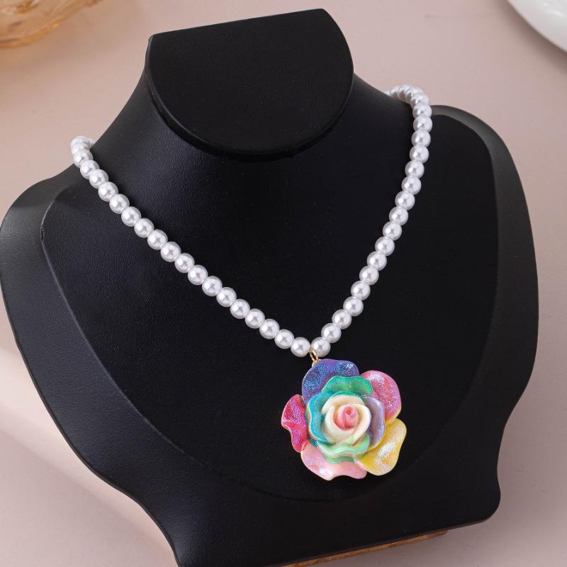 1PC Fashion Trend Personalized Colorful Flower Pearl Necklace Suitable for Daily Wear