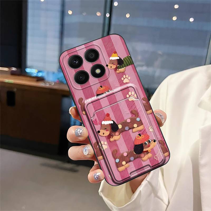 Shockproof Cartoon Phone Case For Honor X8a 4G Soft Case Cover Card Slot Silicone Protective Full Wrap Cute Back Cover