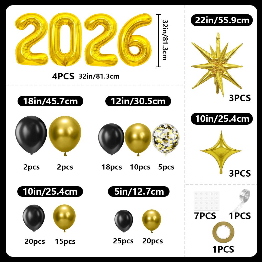 

136Pcs Black and Gold Balloons Arch Kit Gold Star Foil Balloons for Anniversary Graduation Season Birthday Party Deocrations Other
