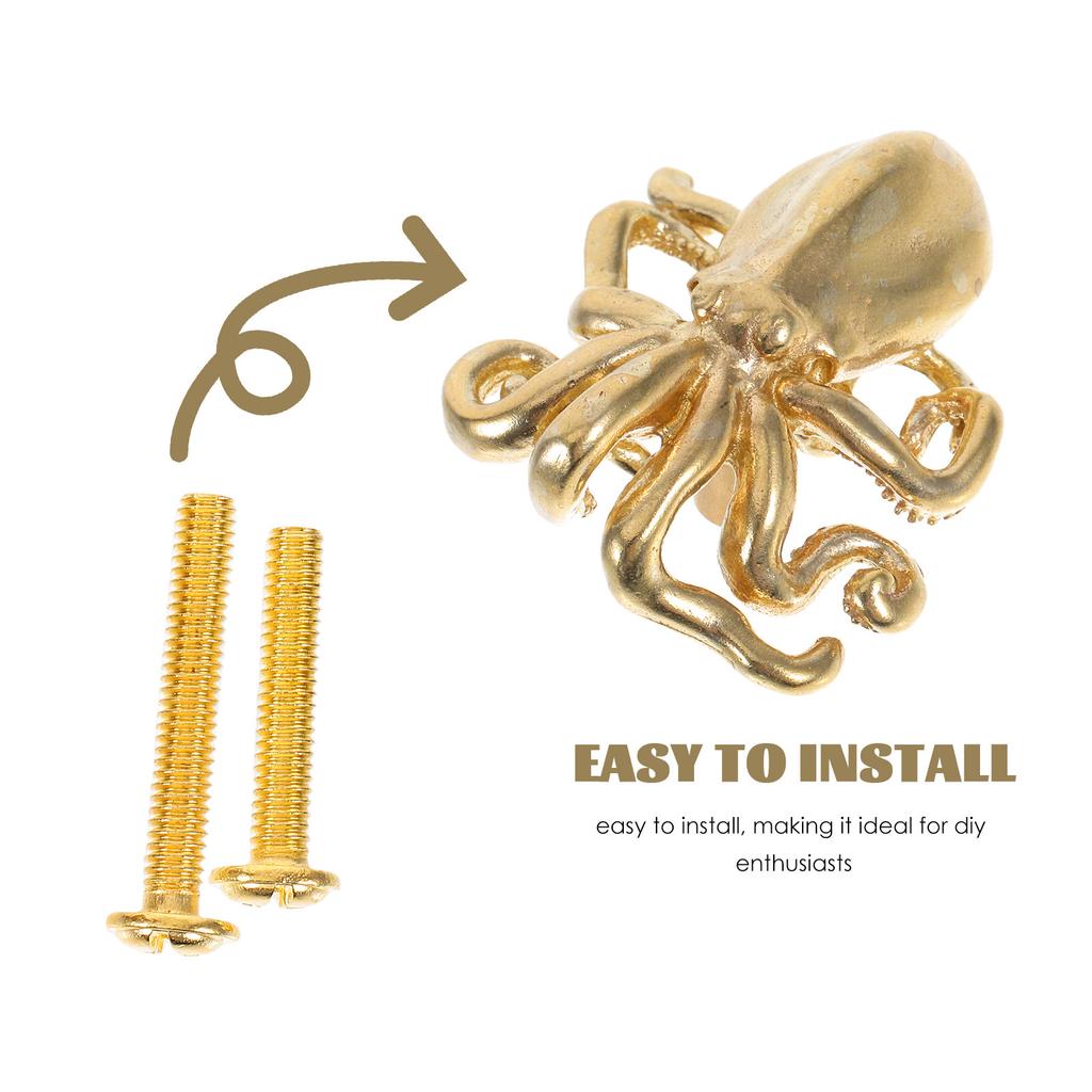 Elegant Octopus Cabinet Knob Brushed Brass Finish for Vintage Nautical Decor Drawer Wardrobe Furniture Hardware