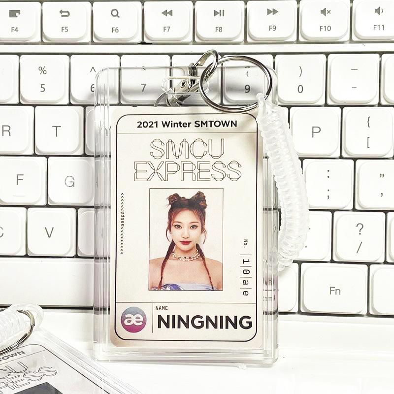 

Маленький чехол для карты контроля доступа, акриловый прозрачный двойной защитный чехол для карты, эластичный брелок для удостоверения личности