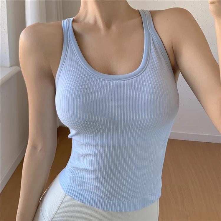 

Lulu Styled Women s Sports Vest: Breathable, Slimming Running Top with Chest Pads for Fitness & Yoga S (80-100 lbs)