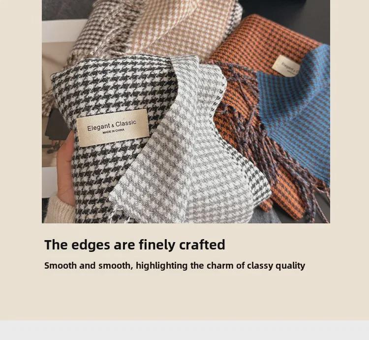"New Autumn/Winter Nordic Houndstooth Scarf - British Versatile Double-Sided Tassel Plaid Shawl"