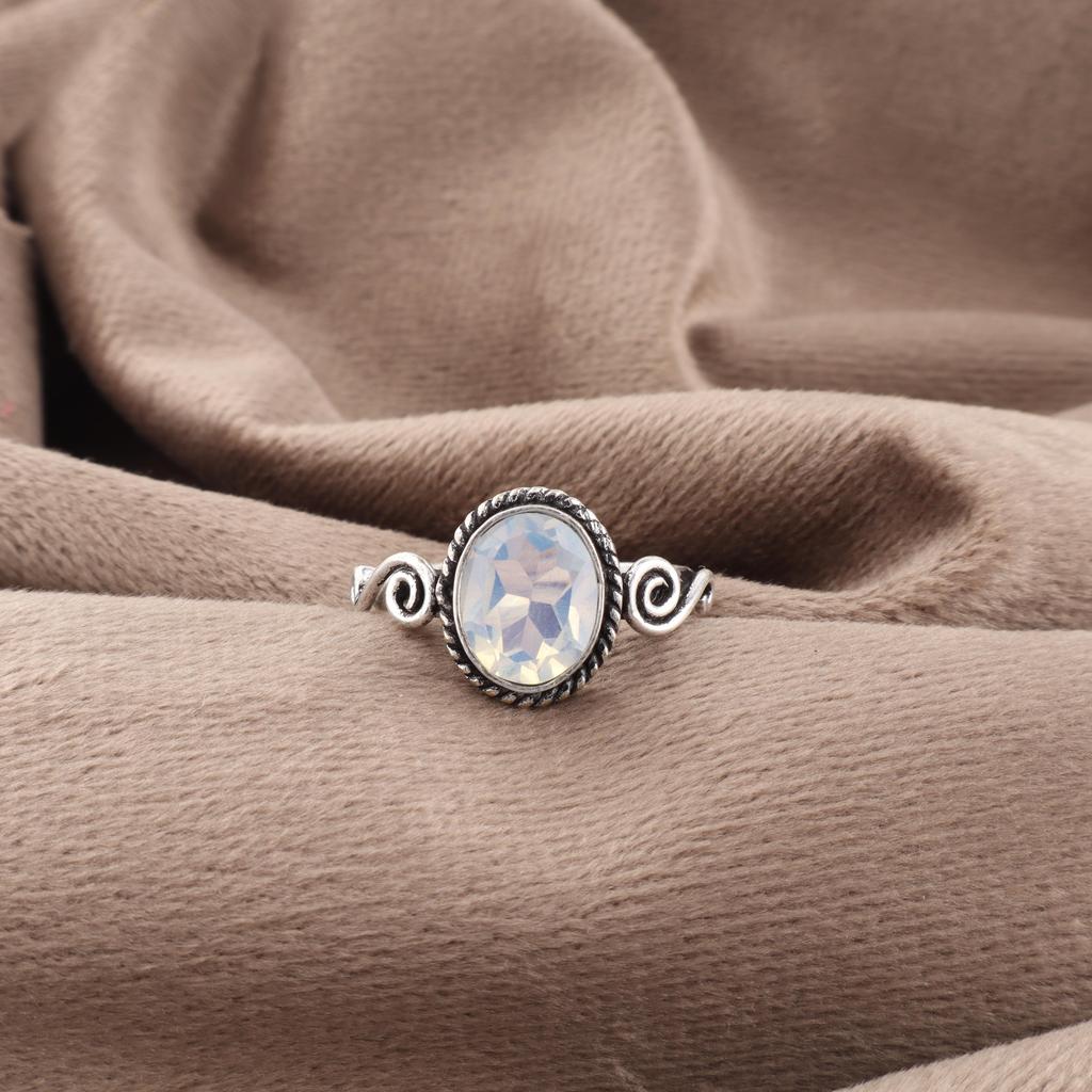 Milky Opal Handmade Latest Design Jewelry Ring, 925 Solid Sterling Silver Gemstone Ring, Gift For Mother
