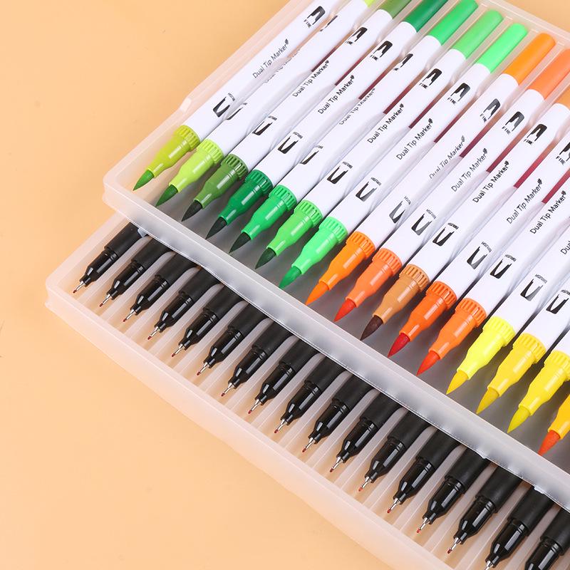 Giorgione Double-Ended Water-Based Fineliner Brush Pens: 24 & 80 Washable Colors