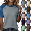 Women’s Casual Lightweight Knit Raglan Sleeve Crew Neck Top Plus Size Loose Fit Retro Style Shirt