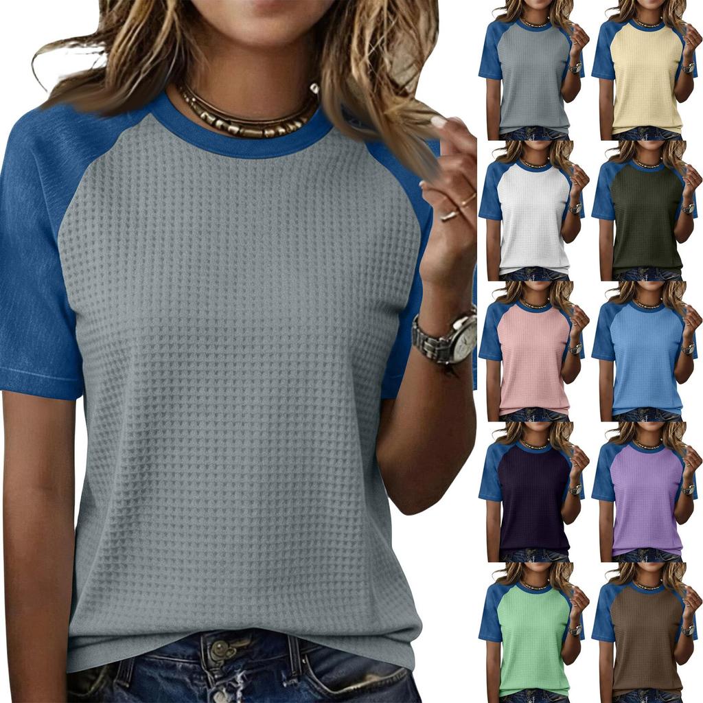 Women’s Casual Lightweight Knit Raglan Sleeve Crew Neck Top Plus Size Loose Fit Retro Style Shirt