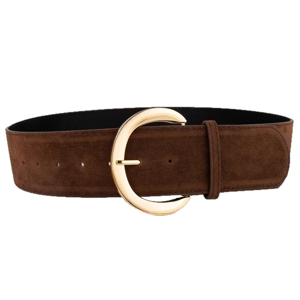 Retro Suede Korean Hot Girl Wide Belt for Women's Spring and Summer New Retro High-end Fashion Short Skirt Accessory Belt