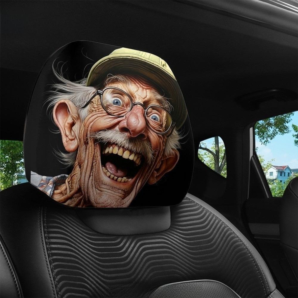 2PCS 2 Pcs Set Car Seat Headrest Protector 2D Printed Auto Head Rest Cover Car Interior Decoration