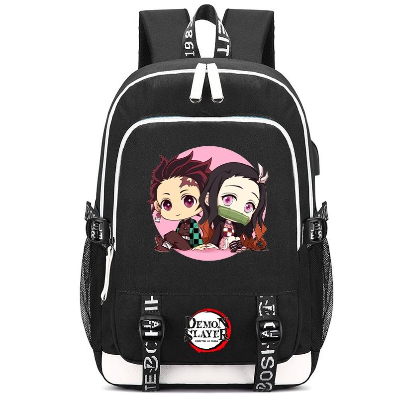 Anime Demon Slayer Canvas Backpack Printed Backpack for Girl Boy Gift Back To School Bookbag Men Women Travel Bag Mochila