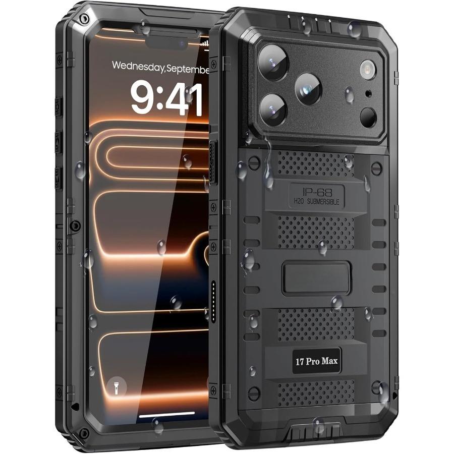 Για iPhone 17 ProMax 17Pro Air Θήκη Αδιάβροχη IP68 Μεταλλικό Κάλυμμα Βαρέως Τύπου με Ενσωματωμένο Προστατευτικό Οθόνης Στρατιωτική Αντικραδασμική