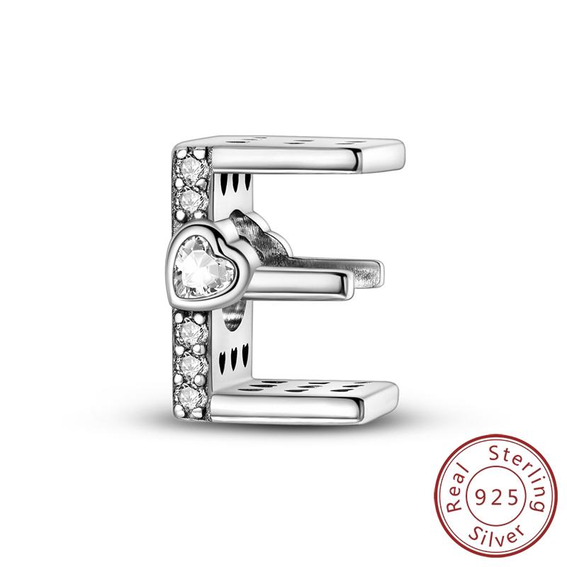New 925 Silver Charm Beads 26 Letter Alphabet A-Z Charm Fit Original Charms Bracelet DIY Birthday Jewelry Gift Making