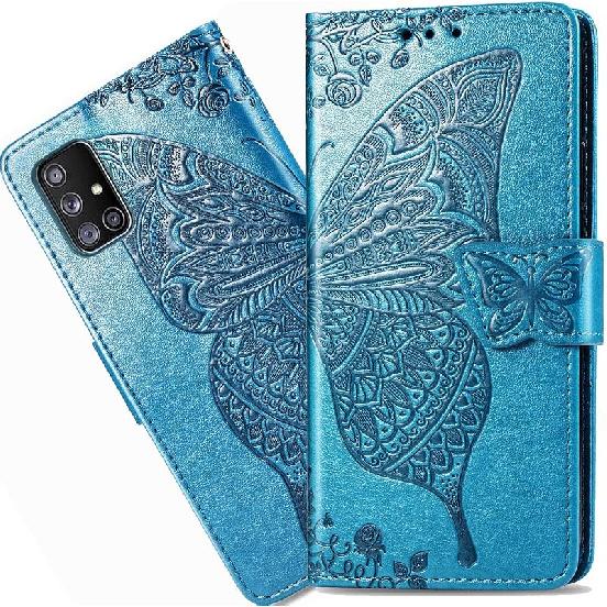 CCSmall for Samsung Galaxy A71 5G Wallet Case Bling for Women Girls, Floral Diamond Cute Butterfly PU Leather Flip Case Cover with Card Slot Holder