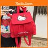 Backpack Red Canvas Style With Drawstring Design For Use Daily