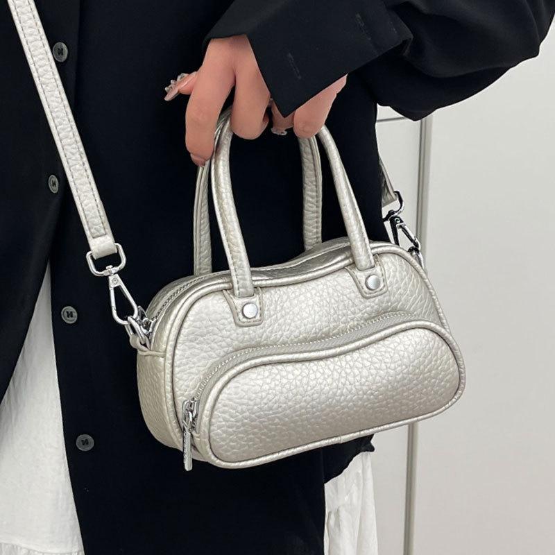 High Quality Lychee Pattern Portable Bowling Bag Niche Design Versatile Temperament Commuter Style Messenger Bag Bag Woman