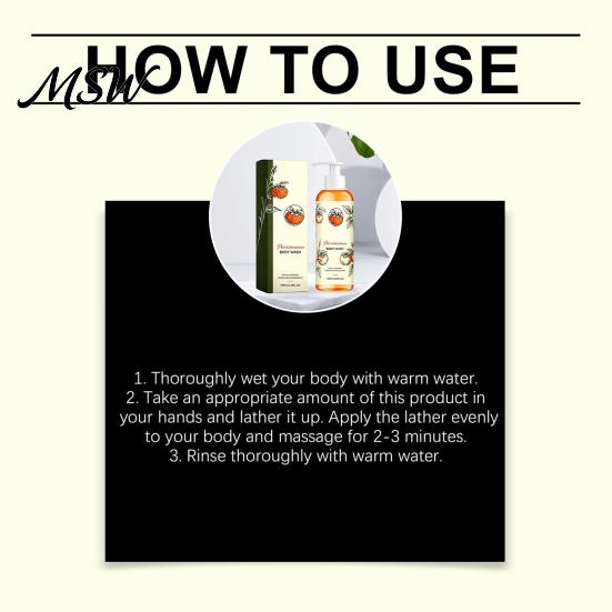 Vitamin C Körperwäsche Kaki-Waschung, 100ml Sanftes Peeling-Duschgel mit frischem, geruchsneutralisierendem Fruchtduft, Tiefenreinigung, Mild, Täglich