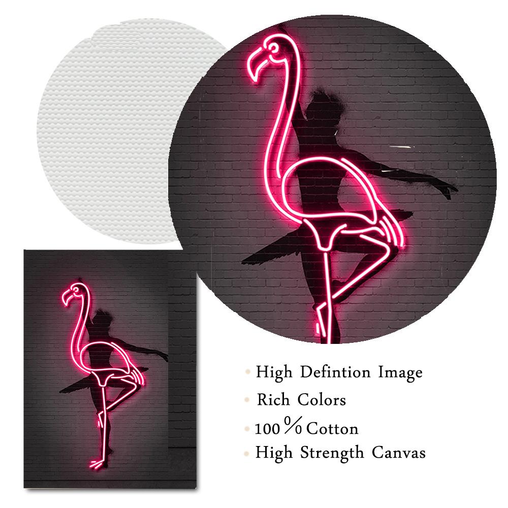 Ballerina Flamingo Canvas Painting Wall Pictures Nursery Canvas Art Print Wall Decor Street Graffiti For Home Living Room No Led