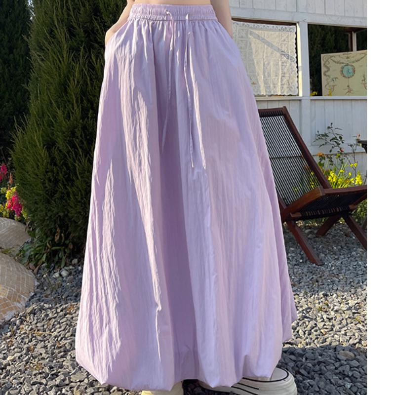 Modrá sukně s poupětem pro ženy na léto Nová lehká a prodyšná sukně s vysokým pasem Jemný styl Lucernová sukně