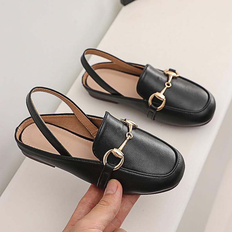 Summer Kids Girl Casual Shoes Flat Slip on Fashion Children Shoes Sneakers Metal Decoration Toddler Sandals 25 чёрный