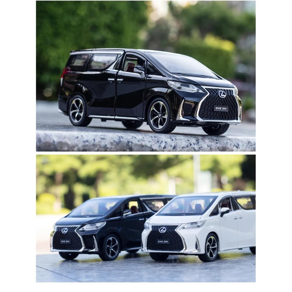 1/24 Lexus LM300H MPV Van Diecast Toy Car Model Miniature Pull Back Sound & Light Doors Openable Collection Gift for Boy Kid