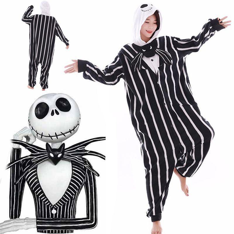 Nightmare Before Christmas Jack Skellington Inspired Black Onesie Pajamas With Ribbed Cuffs