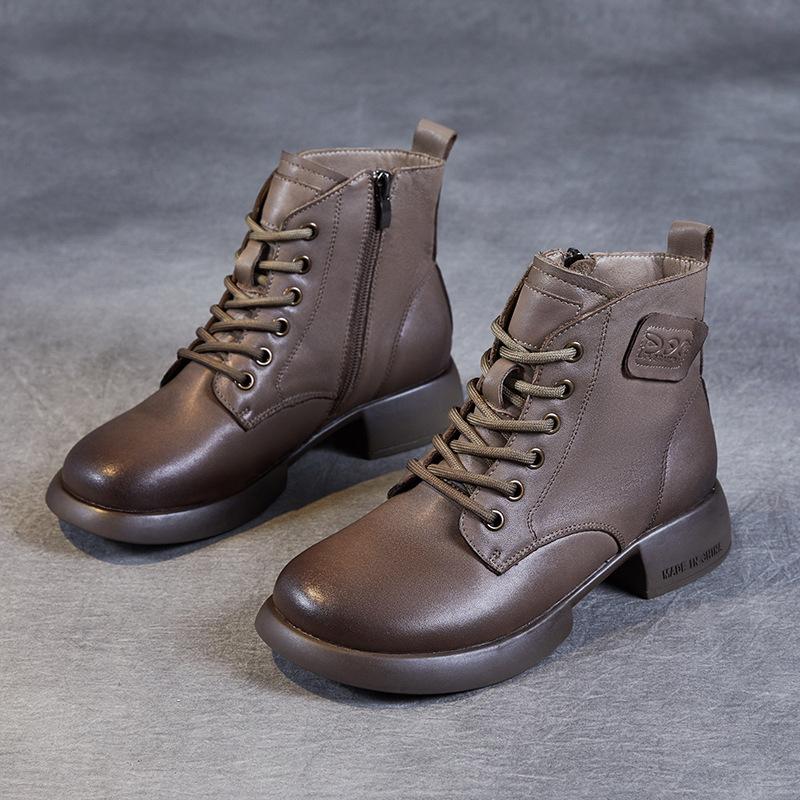 The first layer of cowhide short boots for women in the autumn and winter of 2025, the new retro leather British style Martin boots, and small leather