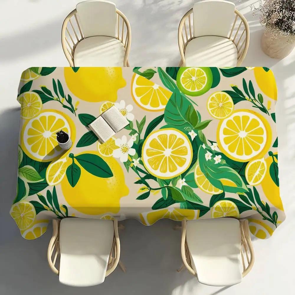 Tovaglia Limone Estiva Impermeabile Poliestere Coperta da Picnic Copritavolo da Campeggio Rettangolare Estetico Decorazione Tavolo da Cucina/Pranzo
