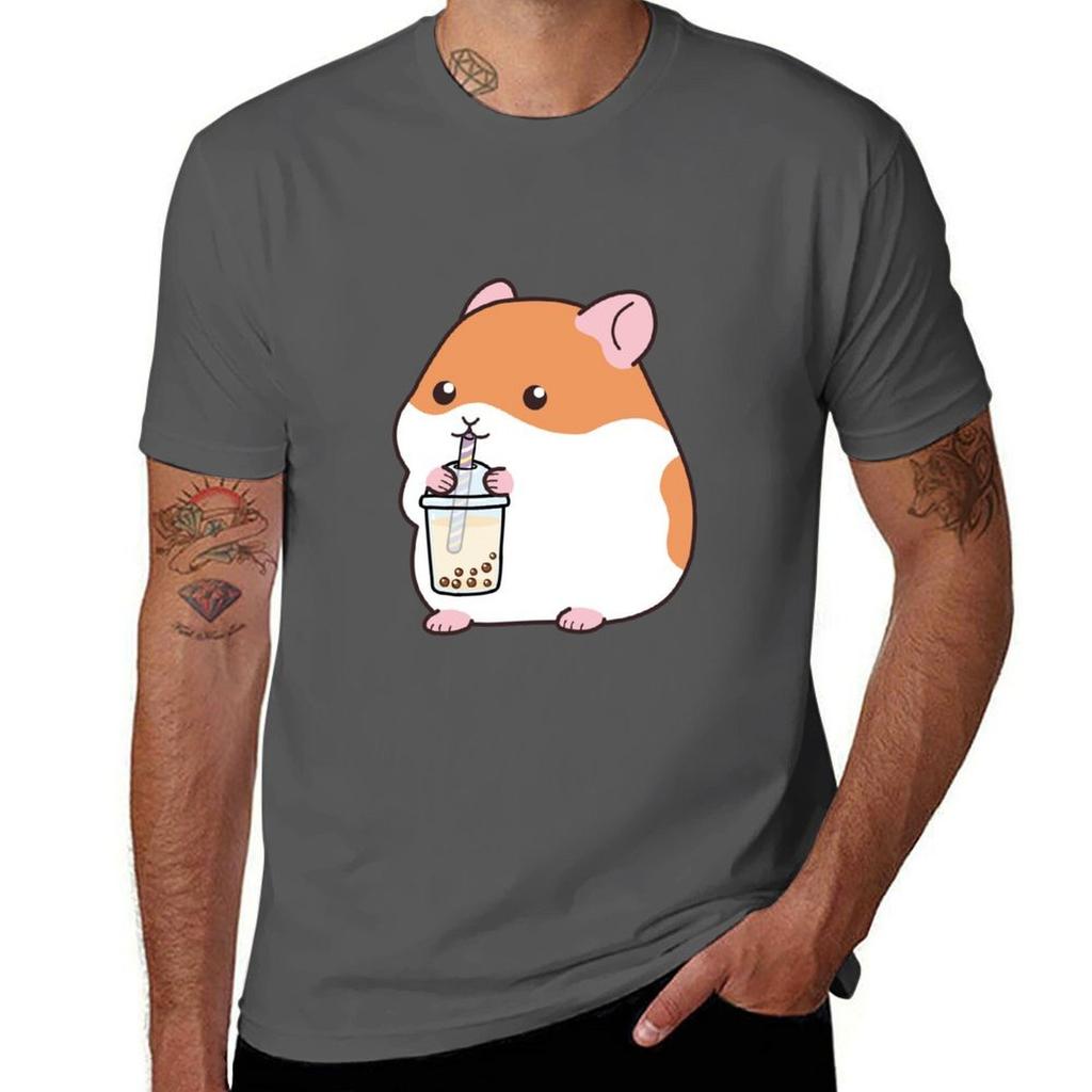 Squishy Hamster Loves Boba TShirt Casual Lightweight Short Sleeve Top