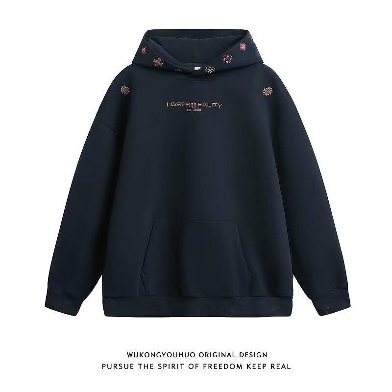 Men's Ethnic Embroidered Hoodie: Stylish, Versatile Autumn Streetwear, Perfect for Casual Couples.