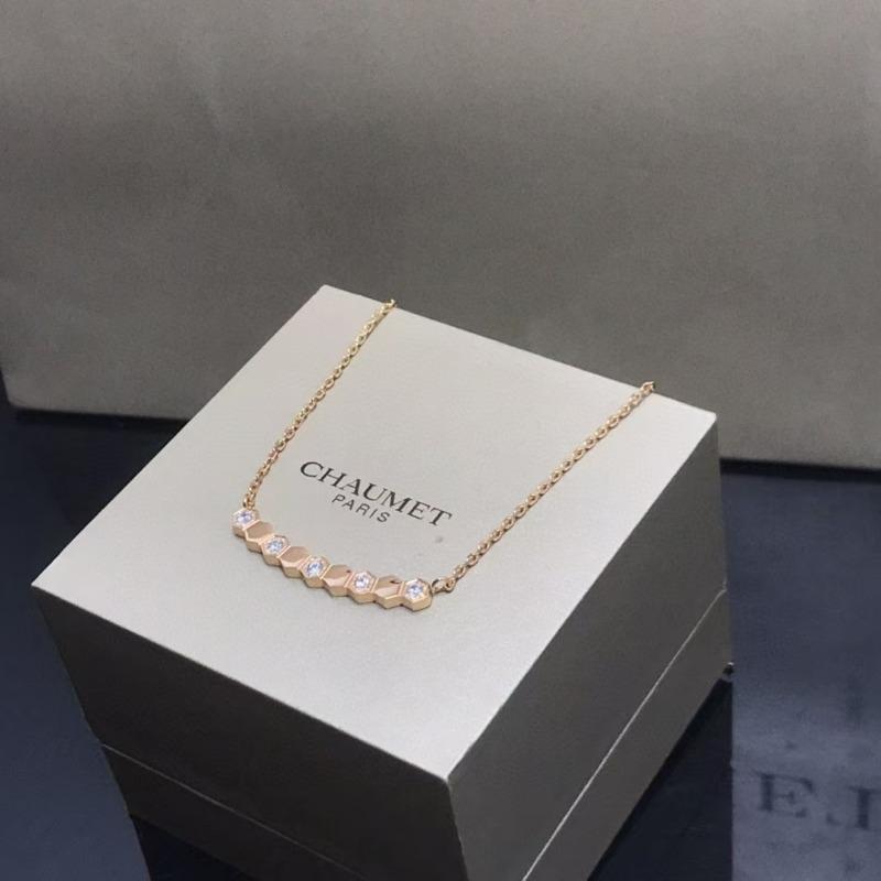 

High Version V Gold New Cnc European and American Honeycomb Necklace Smooth-faced Diamond Hexagonal Stacked Honeycomb Collarbone Chain v gold