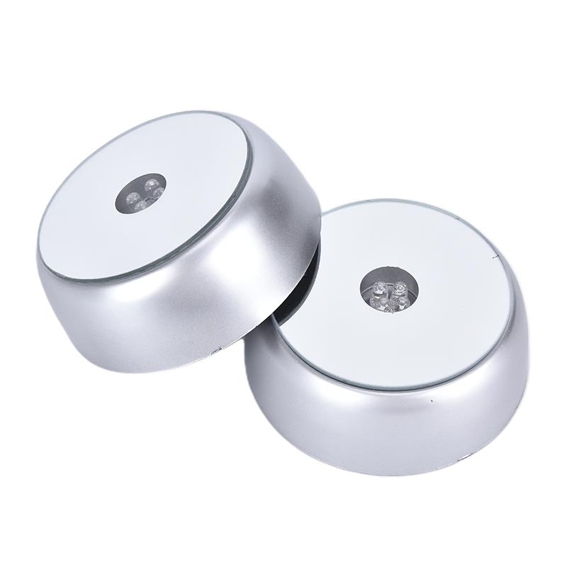 1Pc 4 Leds Luminous Base Light  Glass Display Colorful Round Stand Base