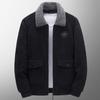 Men Autumn Winter Solid Color Jacket Lapel Long Sleeve Flap Pockets Zipper