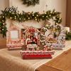Seasonal Home Decor Christmas Wooden Photo Frame, 2D Picture Holder with Santa Snowman & Holiday Storage Snowflake Pendant, Family Display Frame