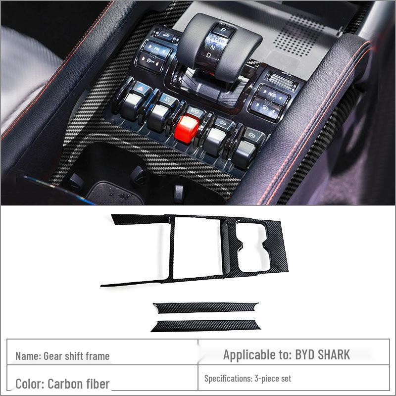 BYD Shark Carbon Fiber Interior/Exterior Trim & Gear Shift Knob, Armrest, Steering Wheel Set.