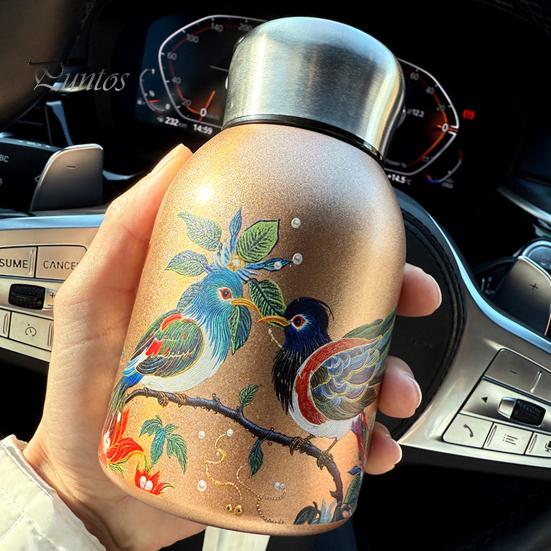 Taşınabilir Termal Şişe Su Matarası Mini Termal Kupa 300ml Yalıtımlı Bardak Sıcak Soğuk İçecekler Sızdırmaz Seyahat Kahve Kupası Aşıklar Ebeveynler İçin Hediye
