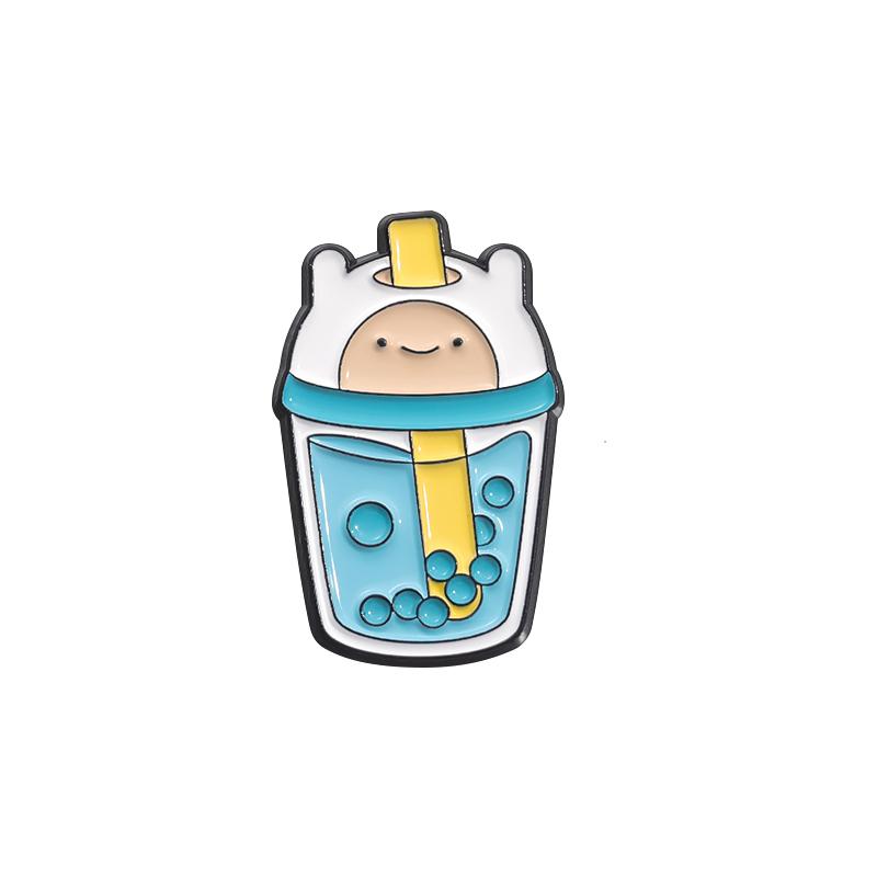 Cute Fruit Juice Enamel Pins Cartoon Boba Milk Tea Silly Goose Drink Box Brooches Lapel Badge Funny Jewelry Gifts Accessories