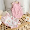 Baby Girl Romper with Suspenders, Newborn Summer Pure Cotton One-Piece Crawling Outfit, Thin Outerwear for Boys and Girls