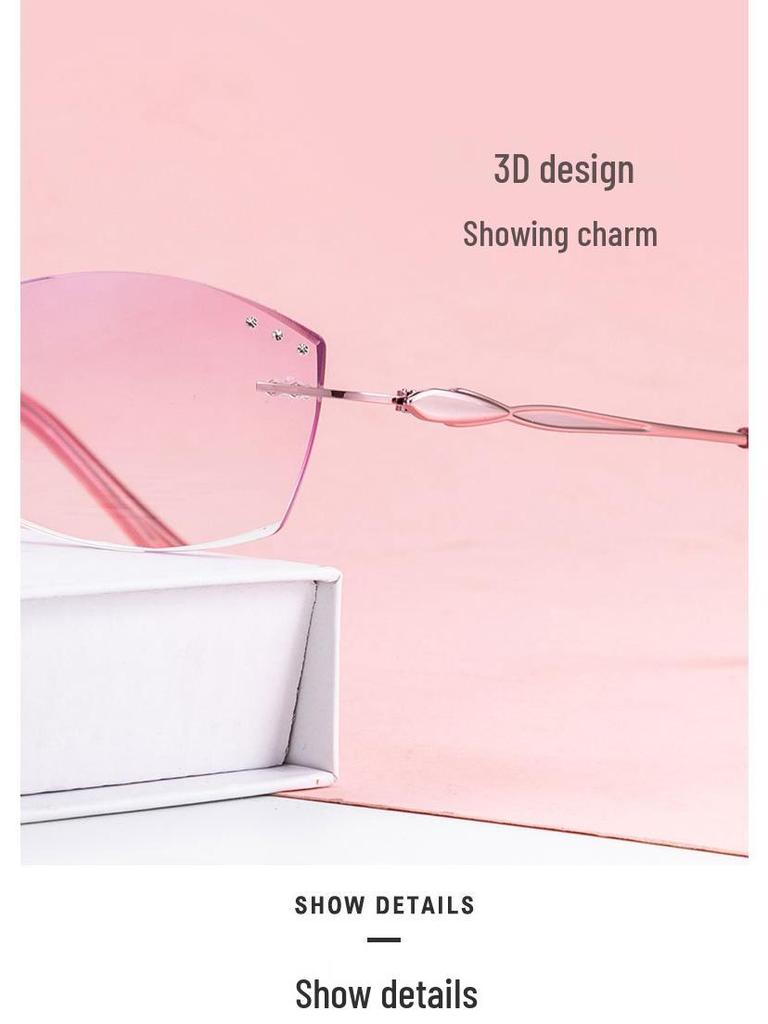 Women's Rimless Diamond Cut Anti-Blue Light Resin Reading Glasses