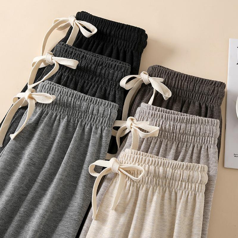 5 wide-leg pants autumn new high-waisted and thin loose straight pants small gray casual trousers