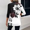 Women's Fashion Casual Lapel Short 3/4 Sleeve Print Shirt Women's V-Neck Button Tops