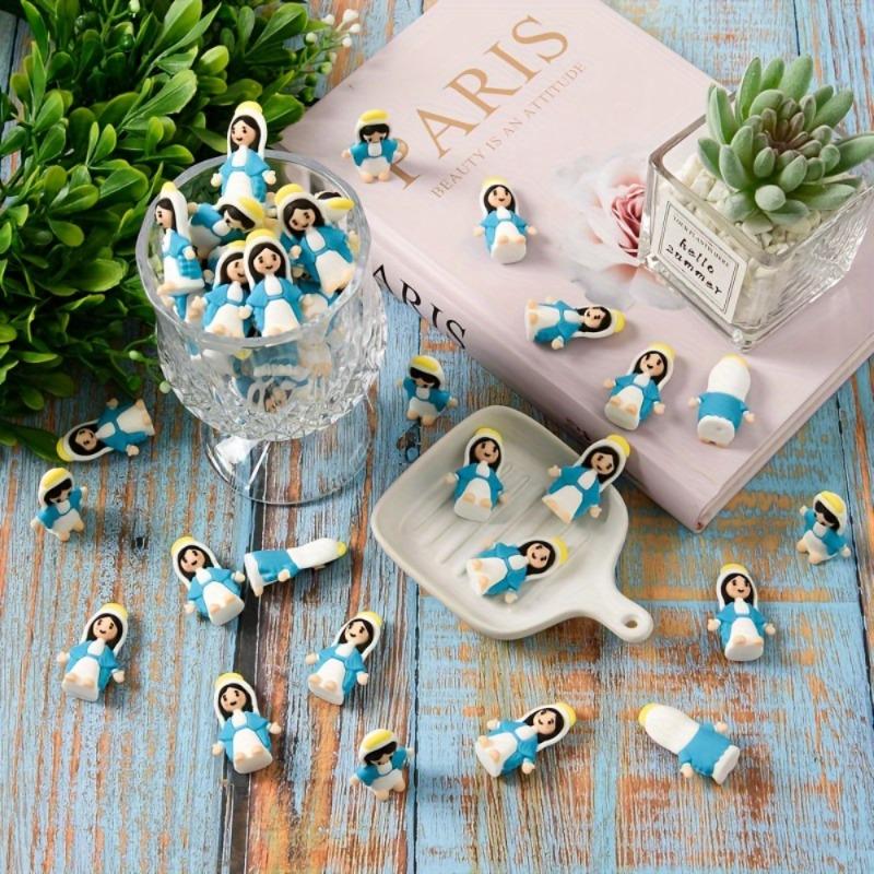 20pcs Classic Blue Mini Statues PVC Tabletop Decor for All Ages Ideal for Baptism Christmas Easter Hanukkah Thanksgiving