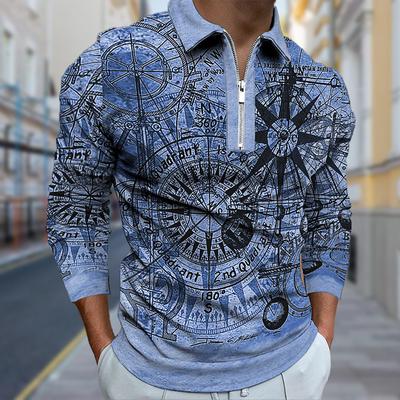 Poloshirts für Herren, langärmelig, mit Präzisionsuhr-Aufdruck, neues Poloshirt für Herren, langärmelig, mit Reißverschluss, T-Shirt, Oberteil