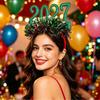 Bentiță Anul Nou 2027 Accesoriu de Păr Festiv pentru Petreceri de Crăciun cu Detaliu Cifra Strălucitoare și Ornamente cu Stele Mici