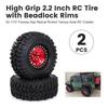 1Set/2PCS RC Crawler Wheel Rims Beadlock Rubber Wheel Tires Heavy Duty Bearing & Grip Spare Part for 1:10 TRX4 Model Car
