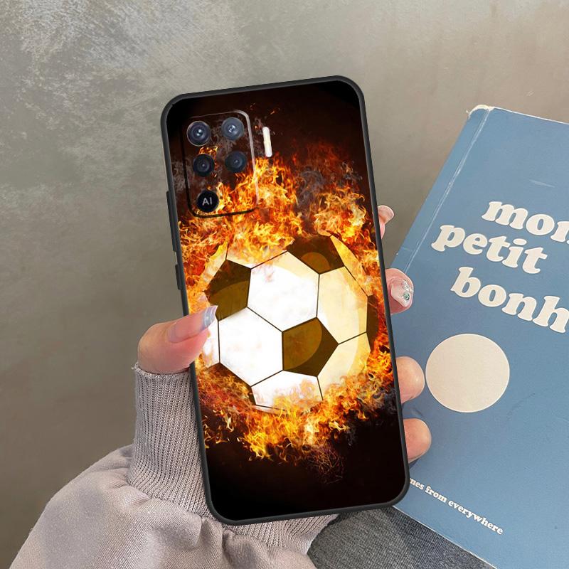 Fire Football Ball Soccer Case For Oppo A80 A40 A60 A98 A78 A18 A38 A58 A16 A76 A96 A17 A77 A74 A94 A54 A57S A15 Cover
